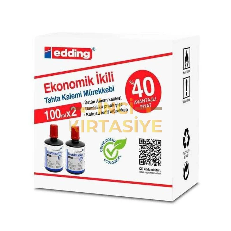 EDDİNG 100MLX2 TAHTA KALEMİ MÜREKKEBİ KIRMIZI