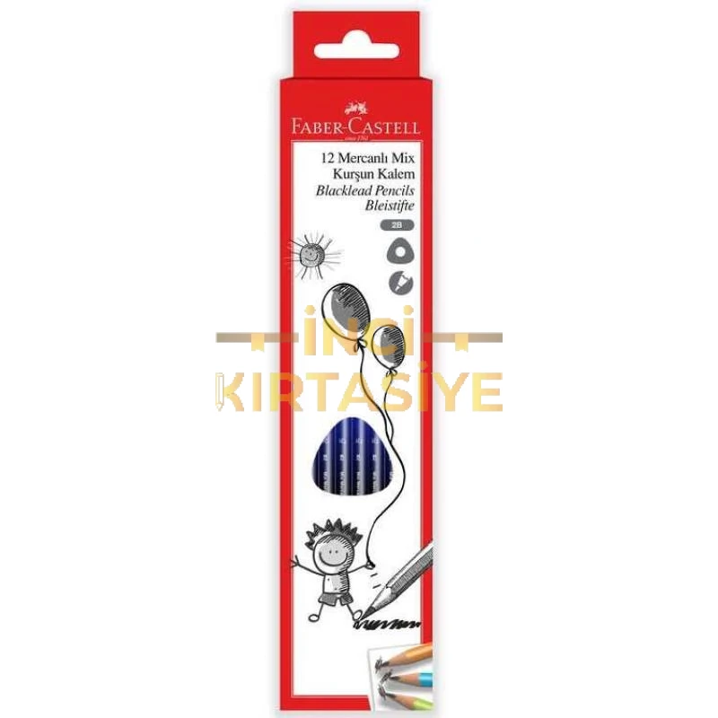 FABER-CASTELL 2B MİX MERCANLI KURŞUNKALEM 12Lİ KUTU