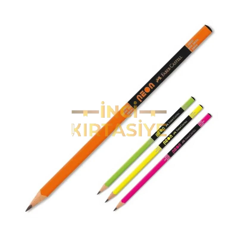 FABER-CASTELL MERCANLI NEON RENKLER 2B ÜÇGEN KURŞUNKALEM 12'Lİ