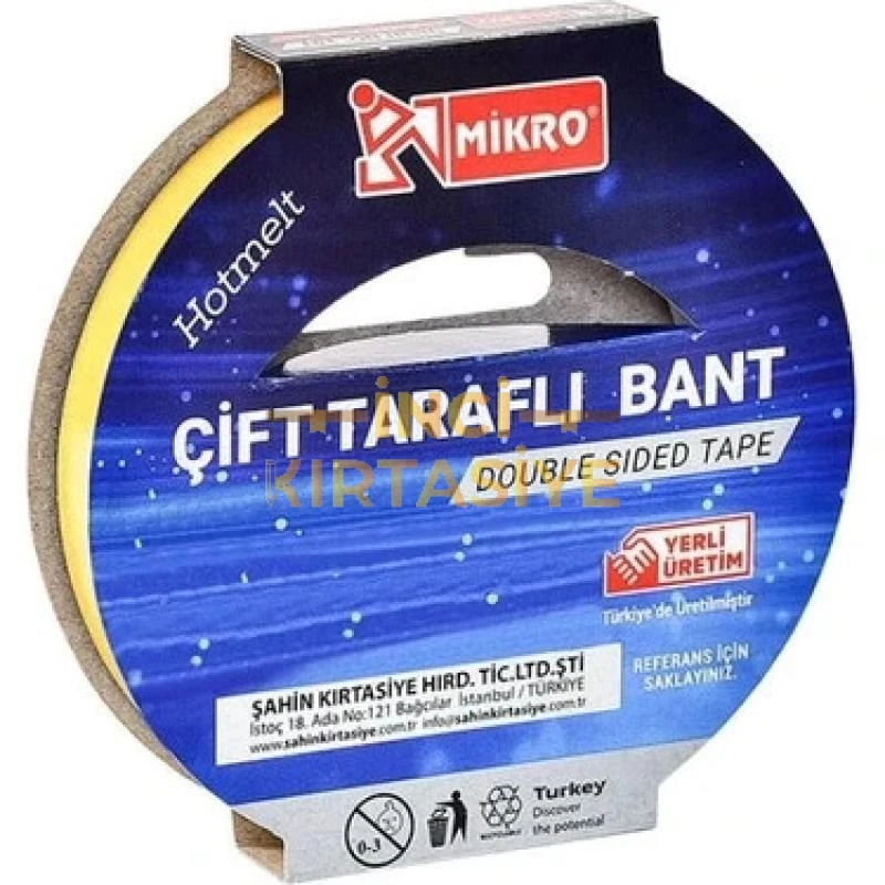 MİKRO 15MMX25M ÇİFT TARAFLI BANT