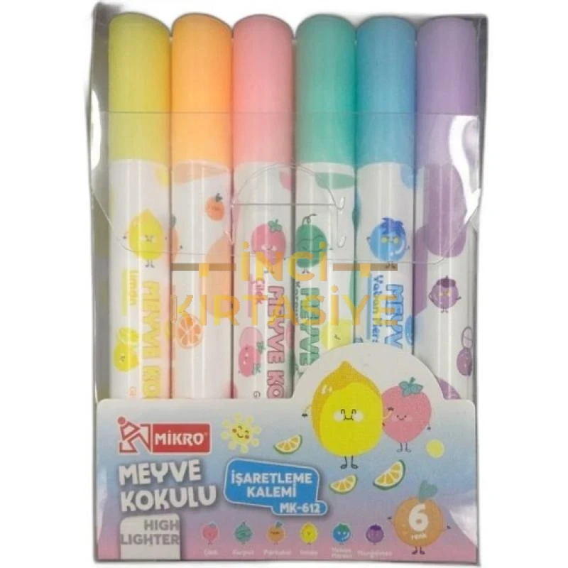 MİKRO MEYVE KOKULU 6LI İŞARETLEME KALEMİ