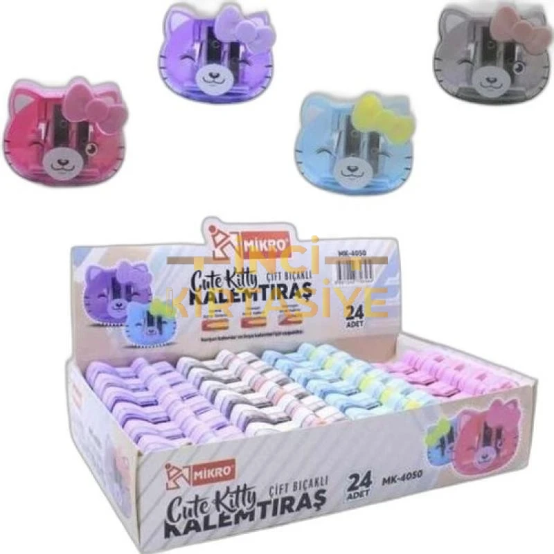 MİKRO MK-4050-24 CUTE KITTY ÇİFT BIÇAKLI KALEMTRAŞ