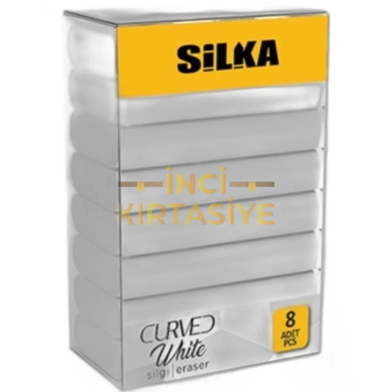 SİLKA CURVED 8'Lİ BEYAZ SİLGİ