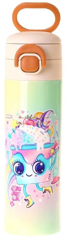 KAUKKO KİDS 520 ML DONDURMA DESENLİ PEMBE KIZ ÇOCUK ÇELİK TERMOS MATARA