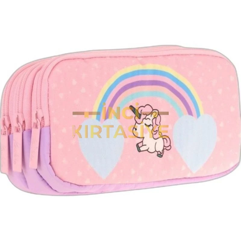 KAUKKO KIDS 3 BÖLMELİ KALEM ÇANTASI (MAGIC RAINBOW)