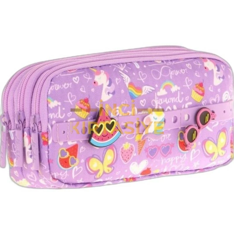 KAUKKO KIDS 3 BÖLMELİ KALEM ÇANTASI (FANCY SUMMER)