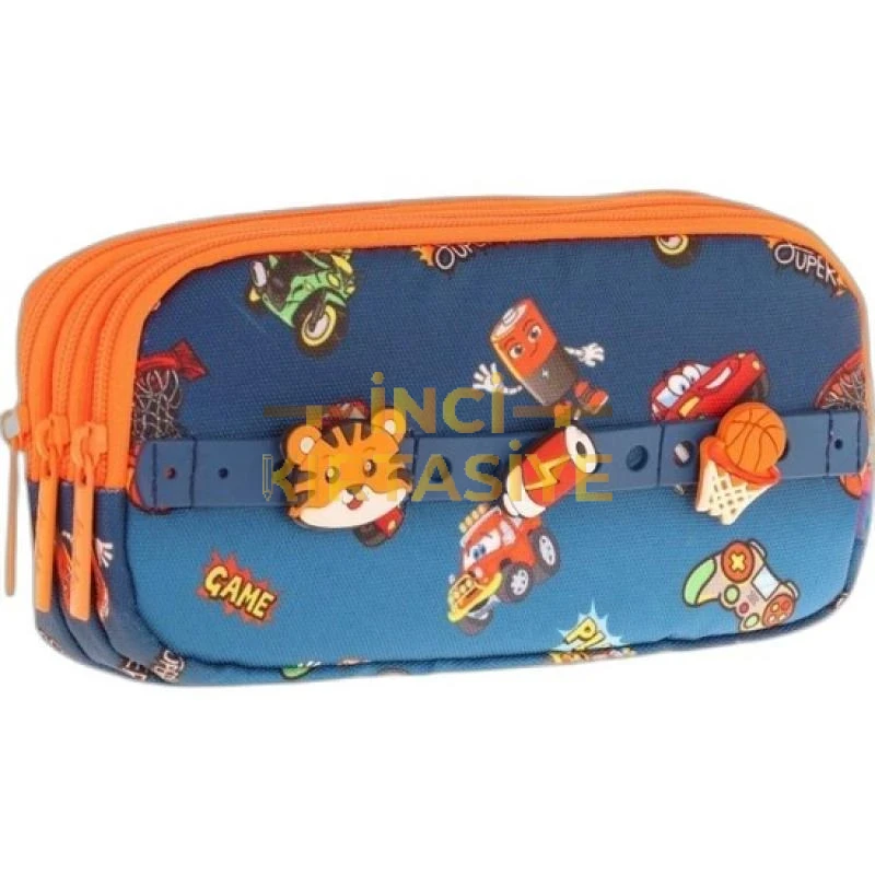 KAUKKO KIDS 3 BÖLMELİ KALEM ÇANTASI (FANCY TIGER)