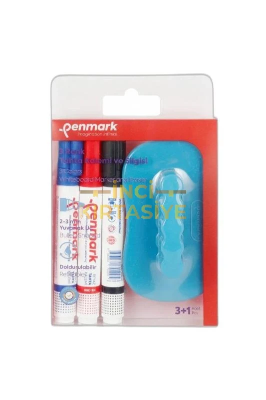 PENMARK 3 RENK TAHTA KALEM+ SİLGİ