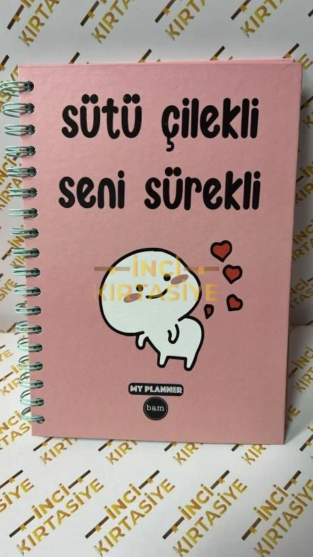 BAM TASARIMLI KONUŞAN AJANDA SÜTÜ ÇİLEKLİ SENİ SÜREKLİ