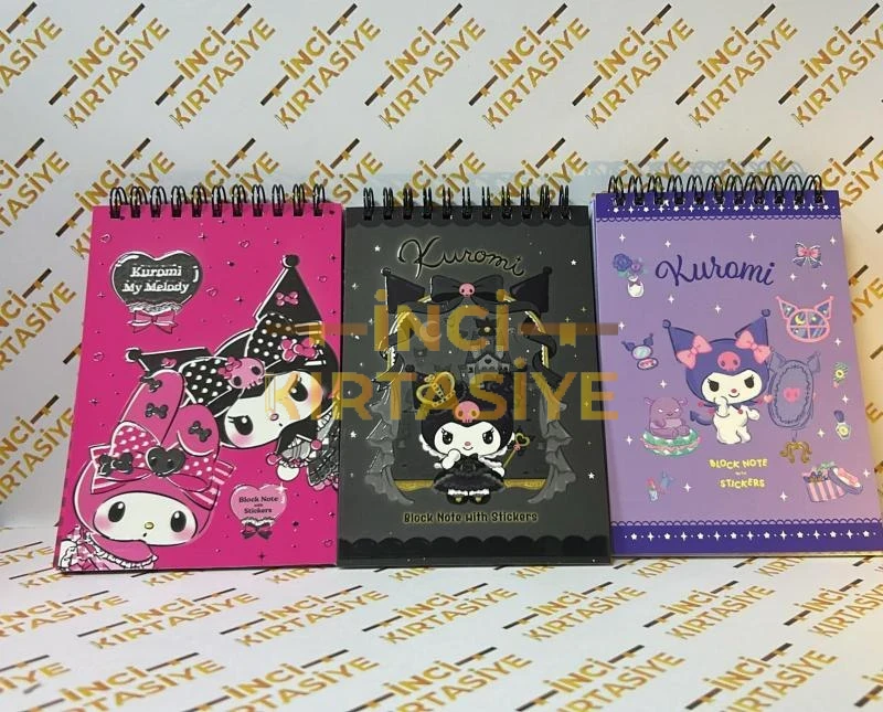 HELLO KİTTY & KUROMİ & MY MELODY STİCKERLI NOT DEFTERİ