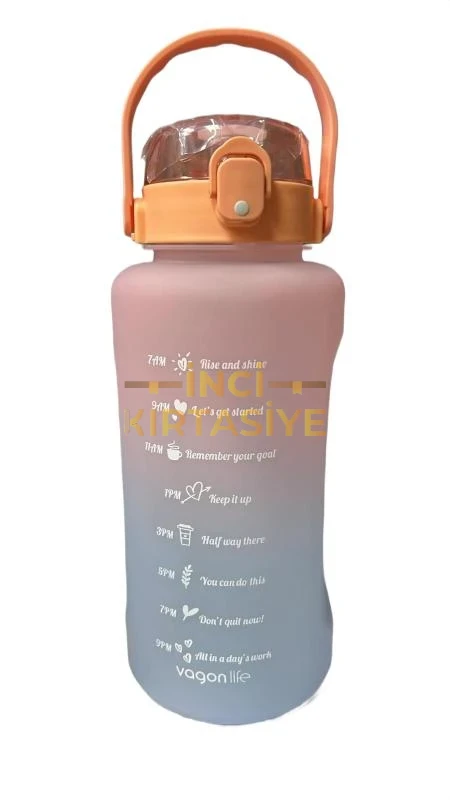 VAGONLİFE 2500 ML SOFT-TOUCH MOTİVASYON SU MATARASI PEMBE LİLA