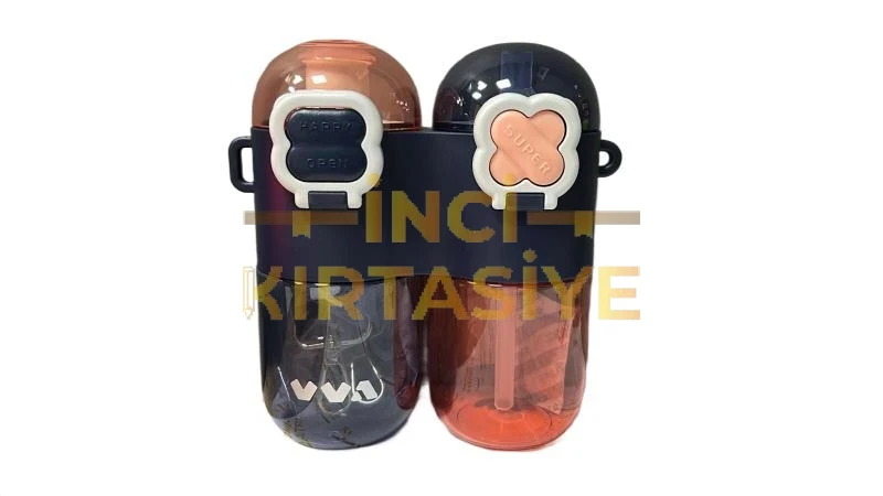 TKK ÇİFT HAZNE 2X400 800 ML TRİTAN SU MATARASI MAVİ PEMBE