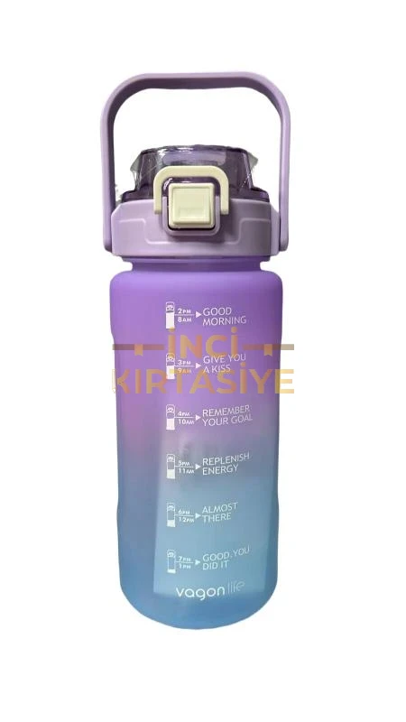 VAGONLİFE 1500 ML GRADİENT LİLA MAVİ MOTİVASYON SU MATARASI