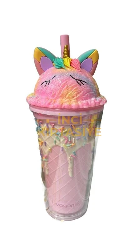 VAGONLİFE 450ML DONDURMA PİPETLİ BARDAK PEMBE