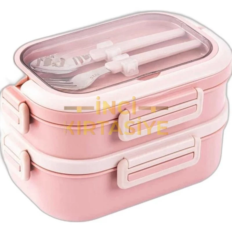 VAGONLİFE İKİ KATLI 1650ML PEMBE ÇELİK BESLENME KABI