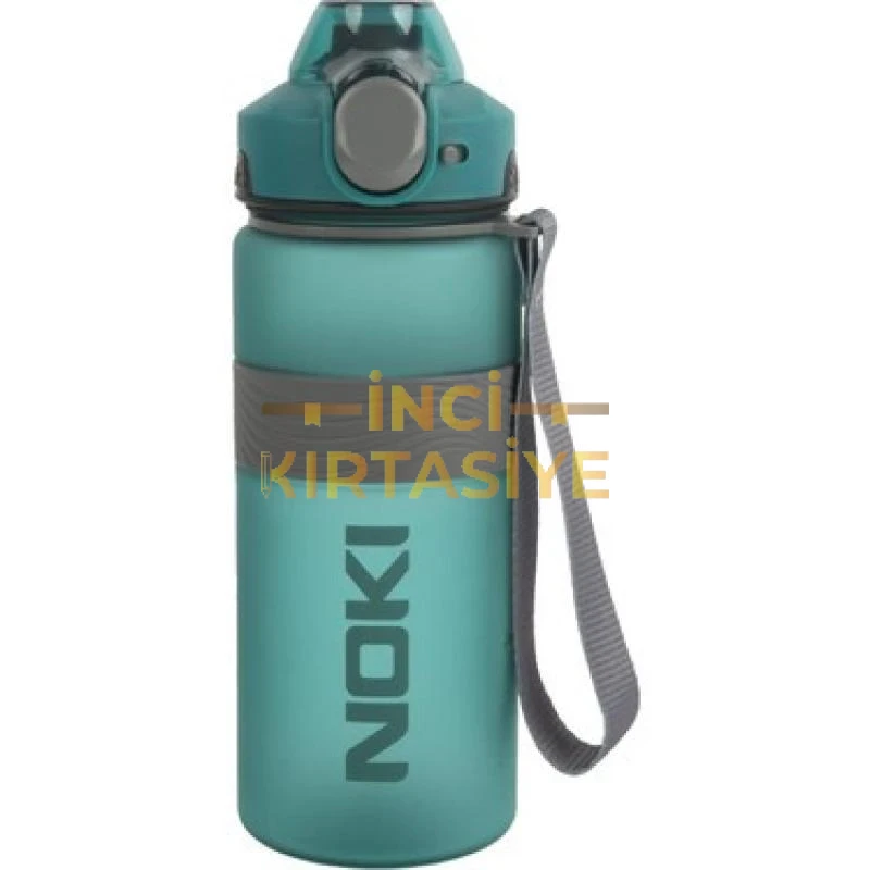 NOKİ SU MATARASI TRİTAN AUTO KAPAK SOFT TOUCH SİLİKON BANTLI ASKILI 1000 ML SU YEŞİLİ
