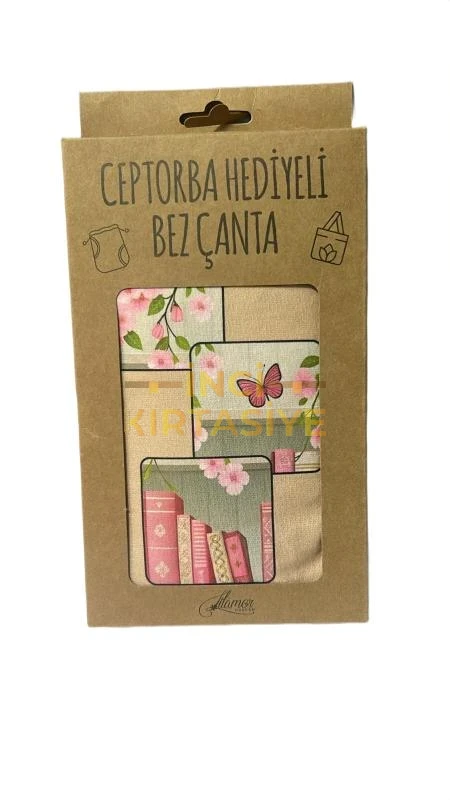 LİLAMOR KİRAZ CEP TORBA HEDİYELİ BEZ ÇANTA