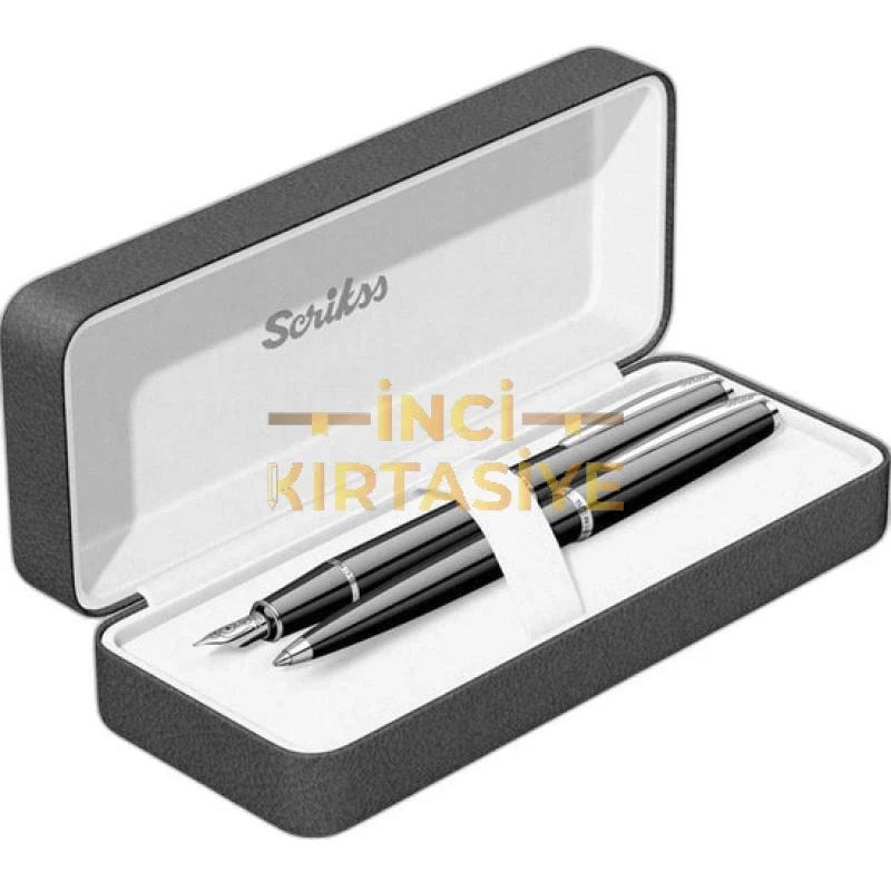 SCRİKSS 33 DOLMA KALEM+TÜKENMEZ KALEM TAKIM SİYAH