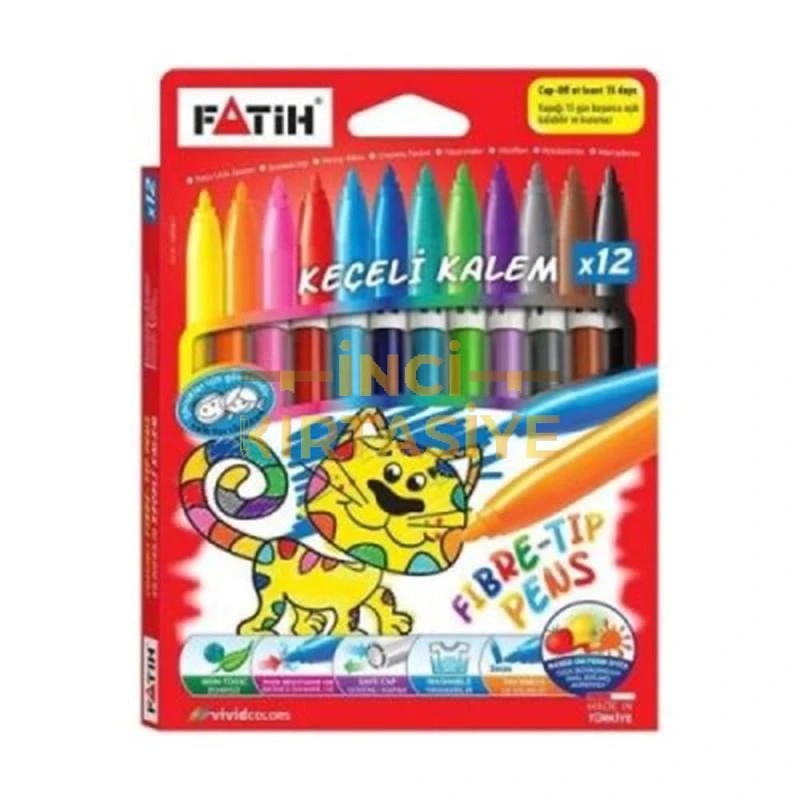 FATIH KEÇELI BOYA KALEMI 12 RENK KARTON