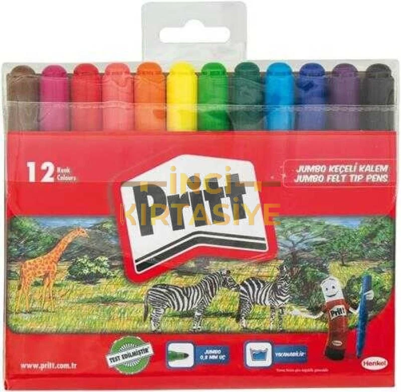PRİTT JUMBO YUVARLAK UÇ KEÇELI KALEM 12 RENK