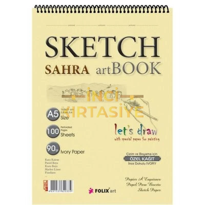 FOLIX SAHRA SPİRALLİ A5 ESKİZ BLOKNOT 90 GR IVORY PAPER