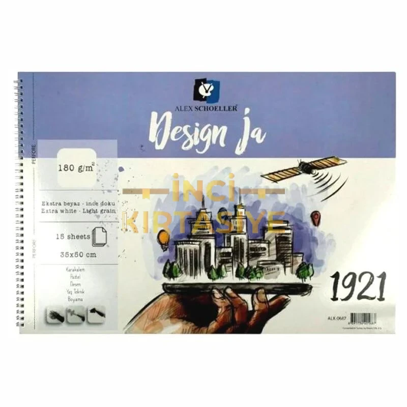 ALEX SPİRALLİ 35X50 180 GRAM 15 SAYFA DOKULU RESİM DEFTERİ