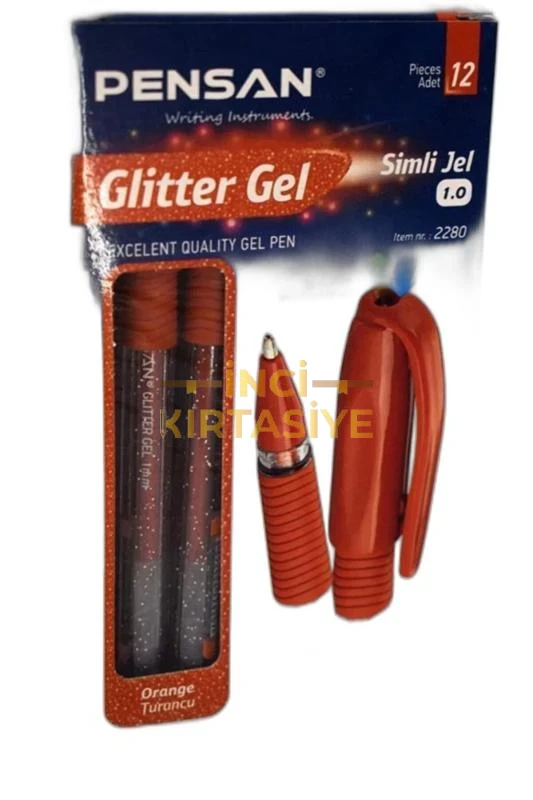 PENSAN GLITTER SİMLİ JEL KALEM TURUNCU 1 MM
