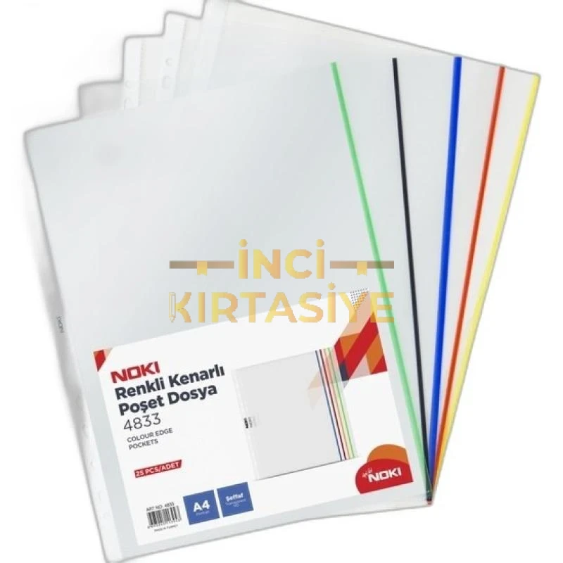 NOKİ POŞET DOSYA 5*5 RENKLİ KENARLI (90MIC)