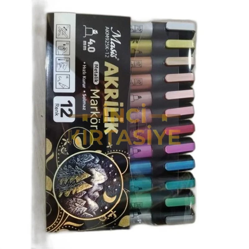 MASİS AKRİLİK MARKÖRÜ METALİK 12Lİ
