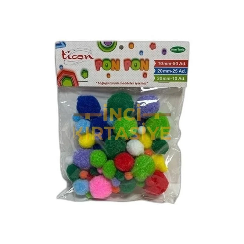 TİCON PON PON (10-20-30MM) KARIŞIK PAKET PASTEL RENKLER