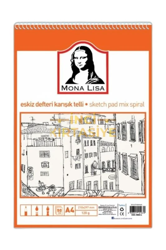 MONALISA ESKIZ DEFTERI KARIŞIK TELLI A4 50 YP