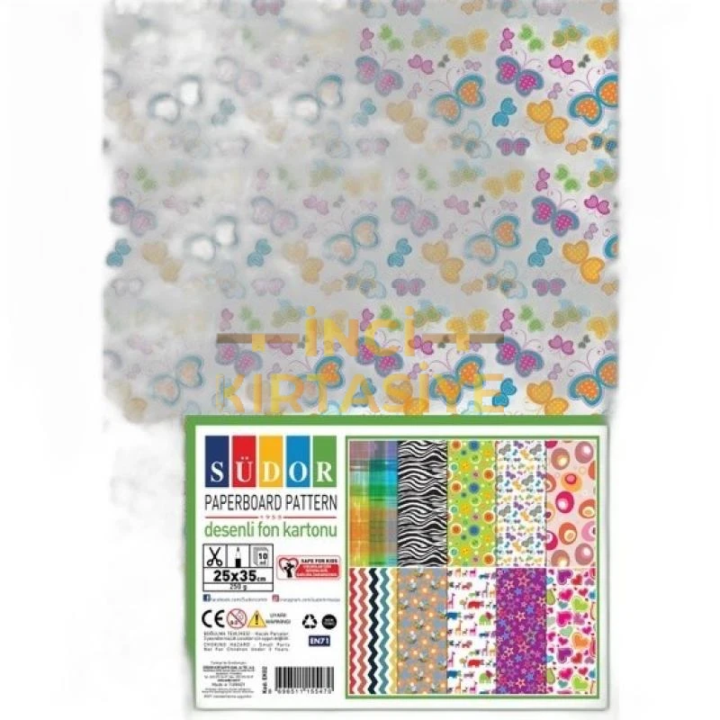 DESENLİ FON KARTONU 25X35 250 G 10 DESEN