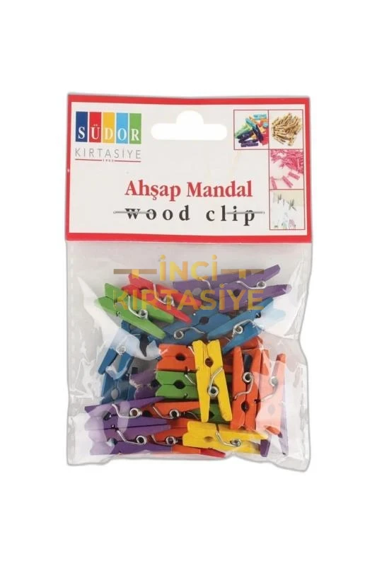 SÜDOR AHŞAP MANDAL BÜYÜK 3,5 CM 20 LIRENKLI