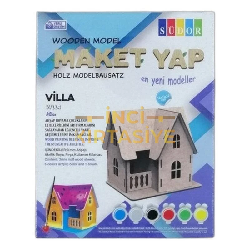 SÜDOR KUTULU AHŞAP MAKET VILLA BOYAMA SETI KÜÇÜK