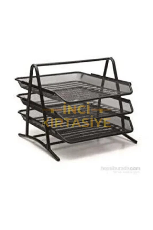 GIPTA METAL MASA SETİ EVRAK RAFI 3 KAT HAREKETLİ SİYAH