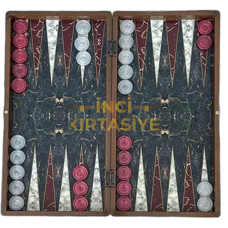 ESER MARBLE TAVLA SİYAH GRİ BEYAZ(MERMER TAVLA )