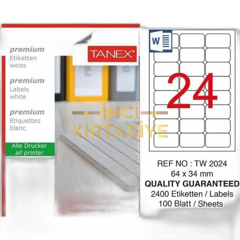 TANEX TW-2024 BİLGİSAYAR ETİKETİ