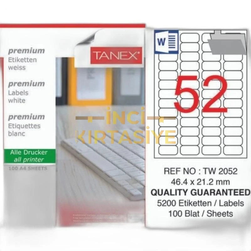 TANEX TW-2052 BİLGİSAYAR ETİKETİ