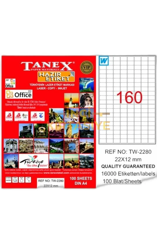 TW-2280 22X12 MM LASER ETİKET 100 AD.
