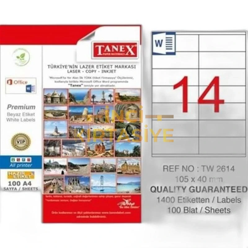 TW-2614 105X40 MM LASER ETİKET 100 AD.