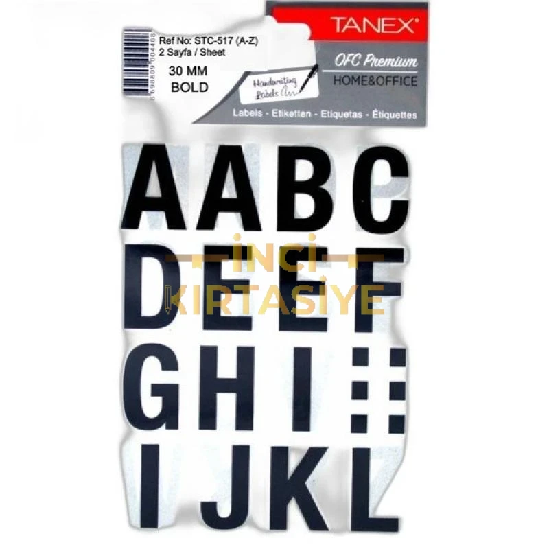 TANEX STC517 A-Z HARF ETİKETİ 30MM BOLD 2'Lİ