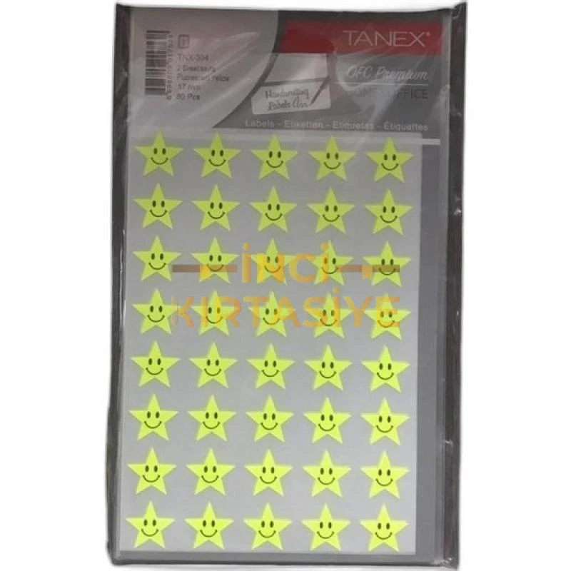 TANEX TNX-304 17MM FLO SARI YILDIZ STİCKER 2 AD.