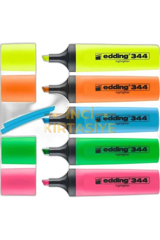 EDDİNG 344 FOSFORLU KALEM PVC 5 Lİ SET