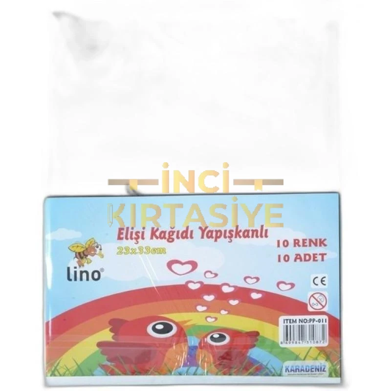 LİNO EL İŞİ KAĞIDI  YAPIŞKANLI 10 RENK 10 ADET (23X33 CM.)