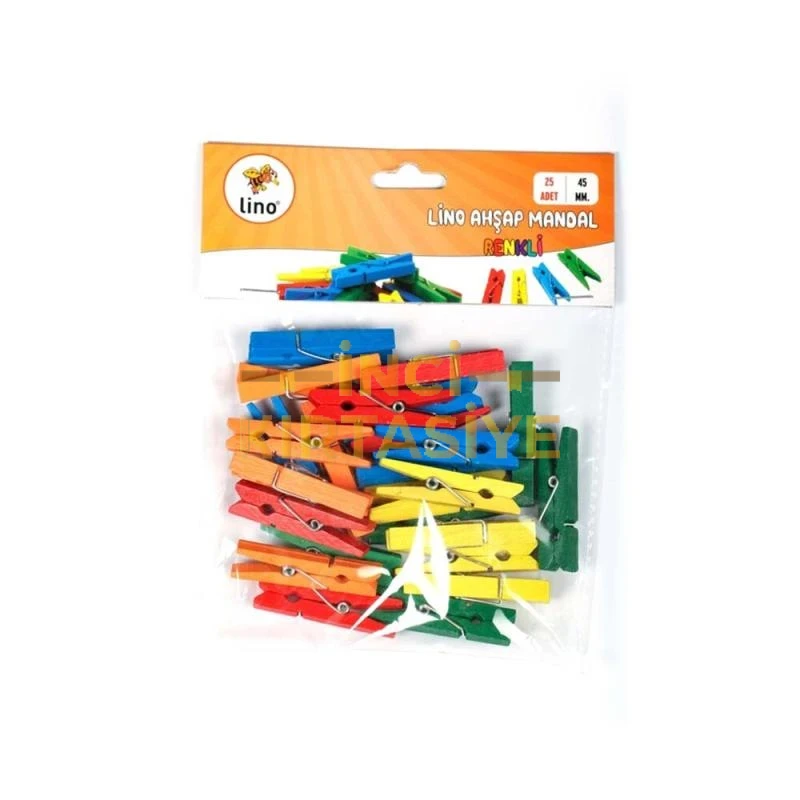 LİNO AHŞAP MANDAL RENKLİ 45 MM