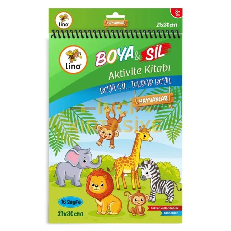 LİNO BOYA SİL AKTİVİTE BOYAMA KİTABI HAYVANLAR A4 EBAT  (SİLİNEBİLİR)