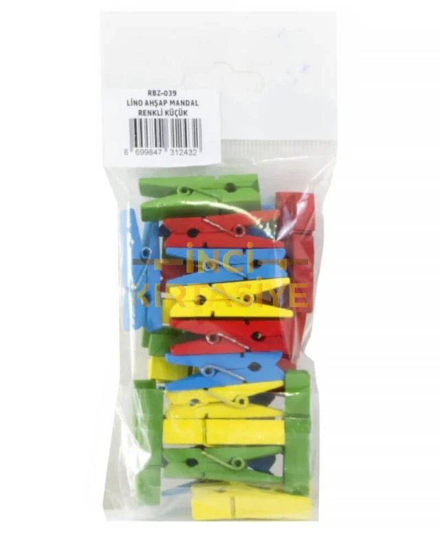 LİNO AHŞAP MANDAL RENKLİ 25 MM