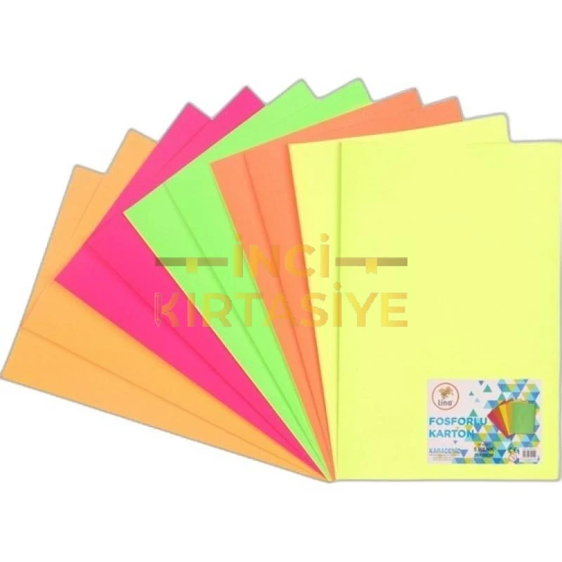 LİNO FOSFORLU FON KARTONU 170 GR. 5 RENK  (50X70 CM.)