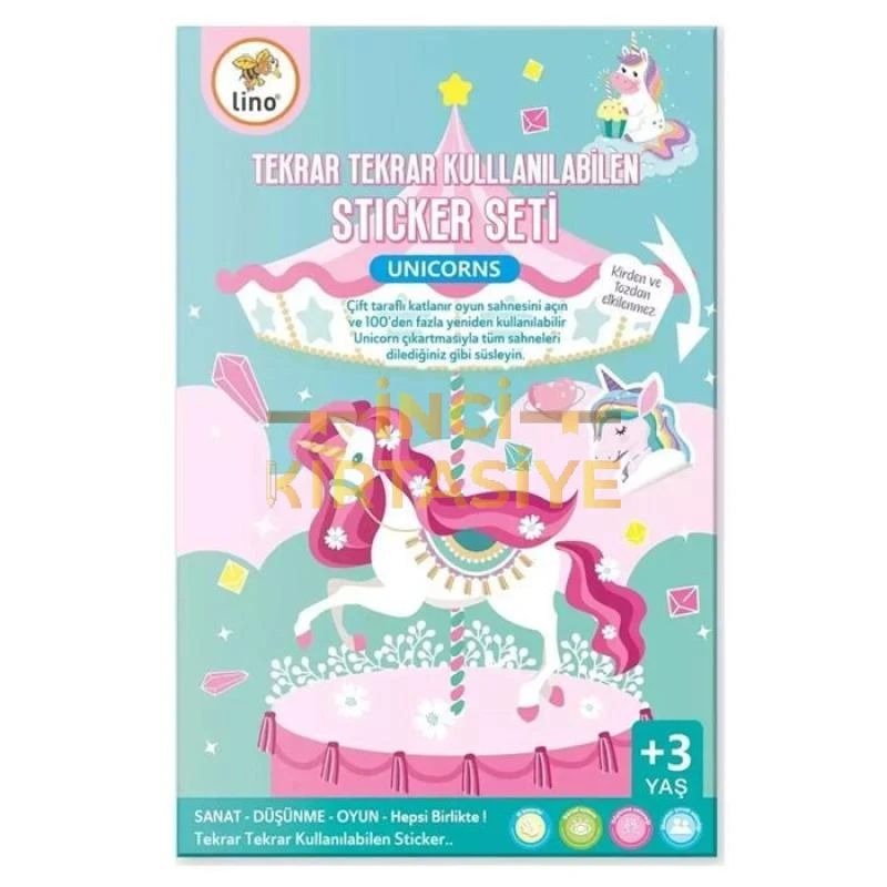 LİNO TEKRAR TEKRAR KULLANILABİLEN STICKER SETİ UNICORNS
