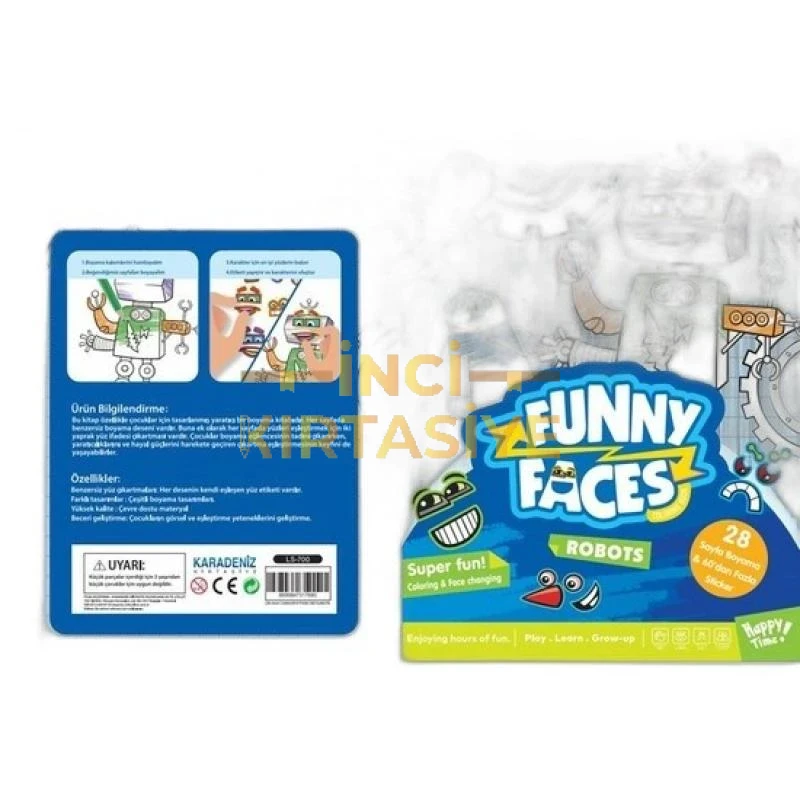 LİNO FUNNY FACES STİCKERLI BOYAMA KİTABI ROBOTLAR